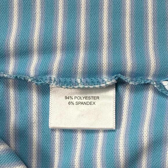 Peter Millar Summer Comfort Polo Shirt Blue White Stripe Large Stretch Golf Club - Picture 9 of 9